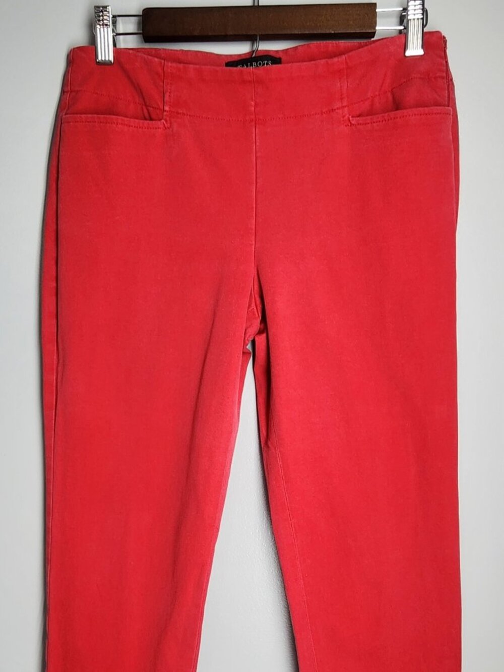 Talbots Petites Heritage Red Side Zip Ankle Crop Pants Size 4P Stretch Twill